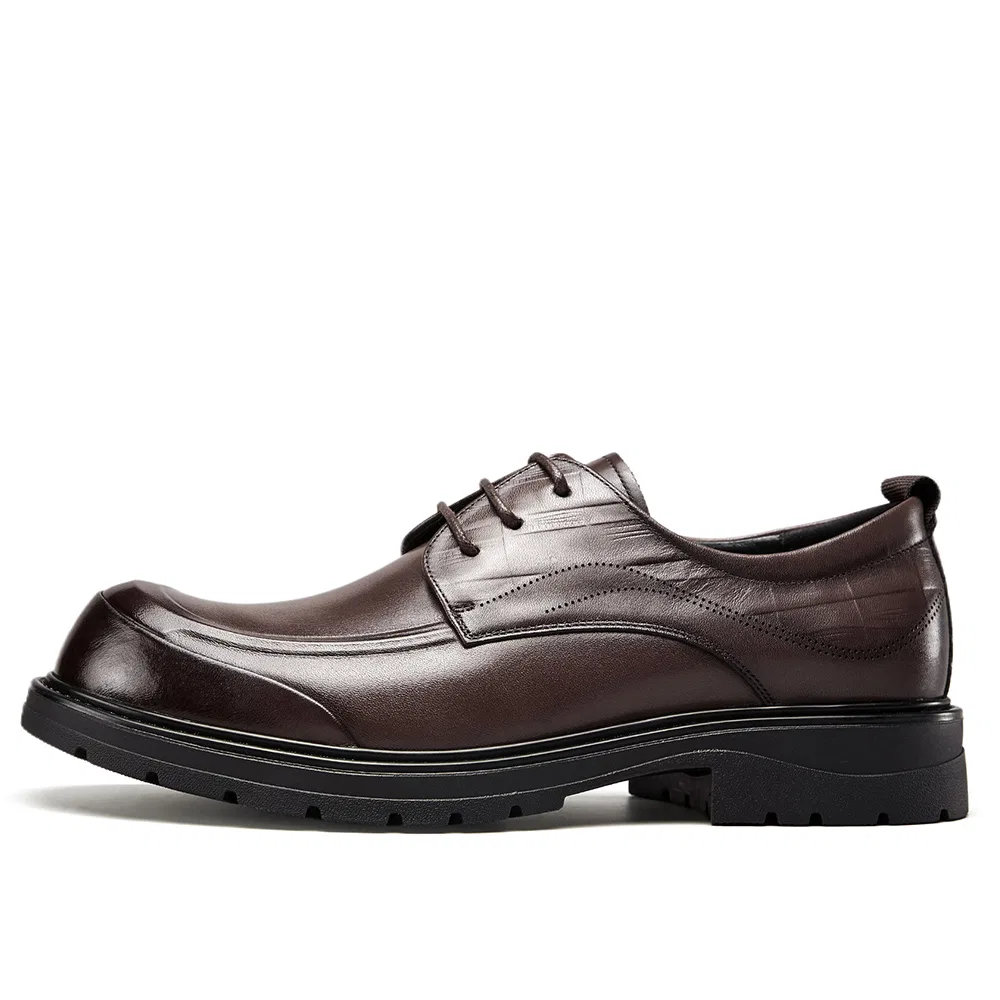 YEARCON Casual Leather Shoes Men's Low Top Brown