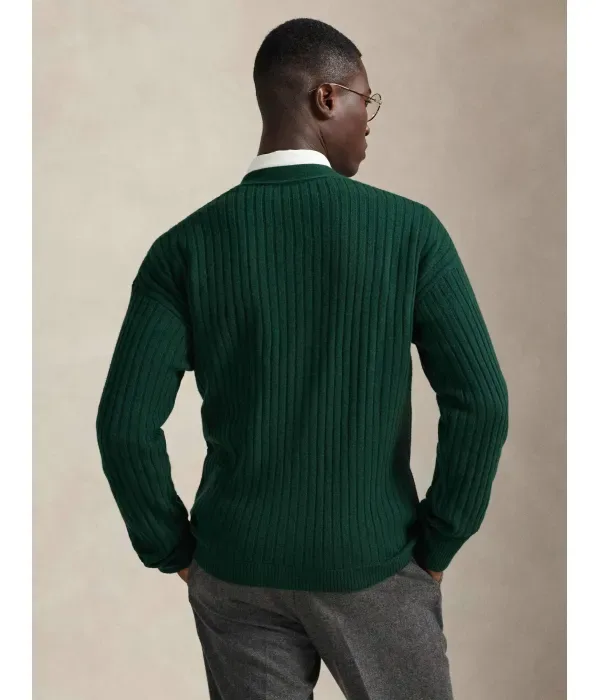 Шерстяной кардиган relaxed fit Polo Ralph Lauren, бутылочно-зеленый — фото 3