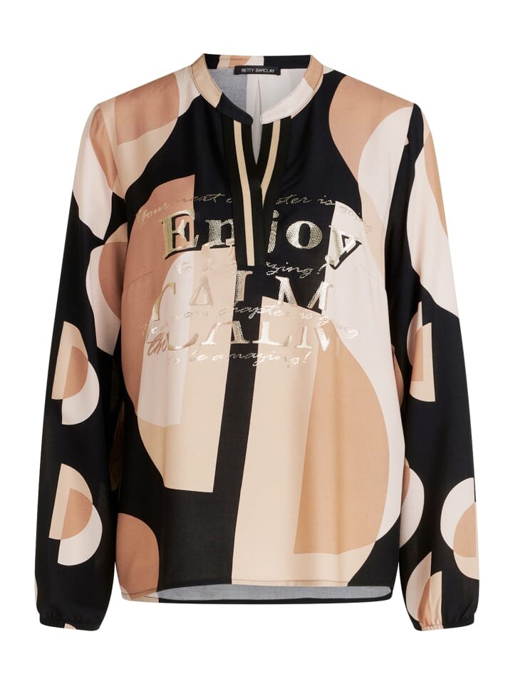 

Блуза Betty Barclay Longbluse mit Stehkragen, цвет Schwarz/Beige