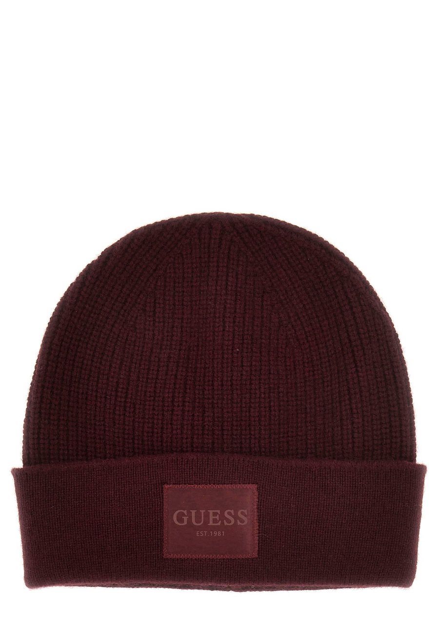 

Шапка Guess Beanie, Weinrot/Dark Red
