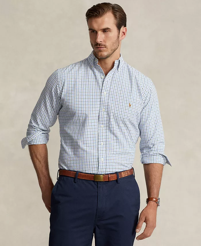 

Мужская хлопковая рубашка Oxford Big & Tall Polo Ralph Lauren, фиолетовый