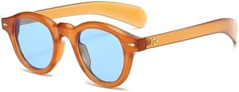 

Винтажные овальные солнцезащитные очки для женщин, прозрачные линзы цвета океана, защита от УФ-излучения UV400; мужские круглые солнцезащитные очки с заклепками MTZJH, 7