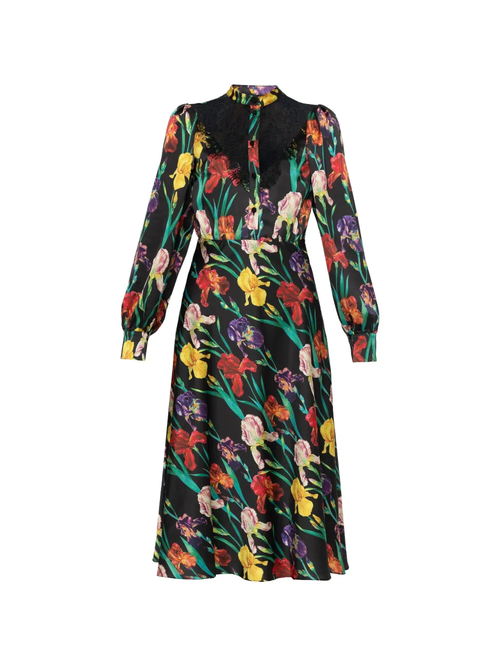 

Платье миди с кружевными вставками и принтом Nissa, черный