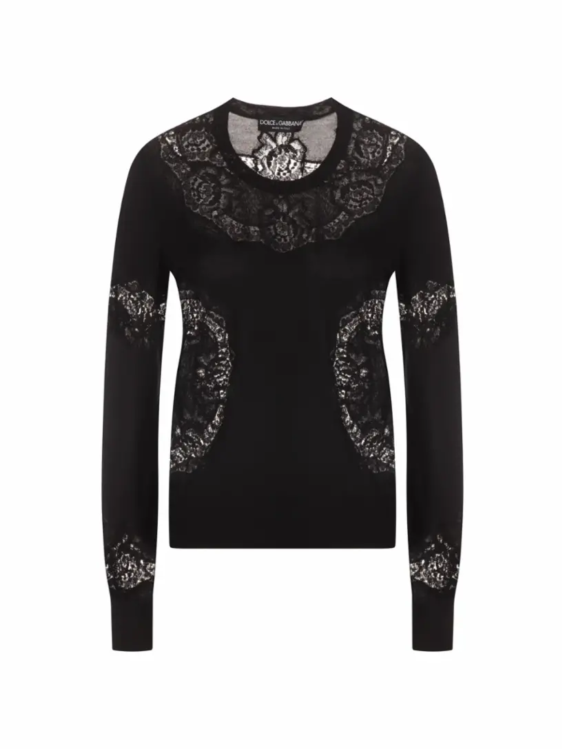 

Вязаный джемпер с логотипом Dolce&Gabbana, черный