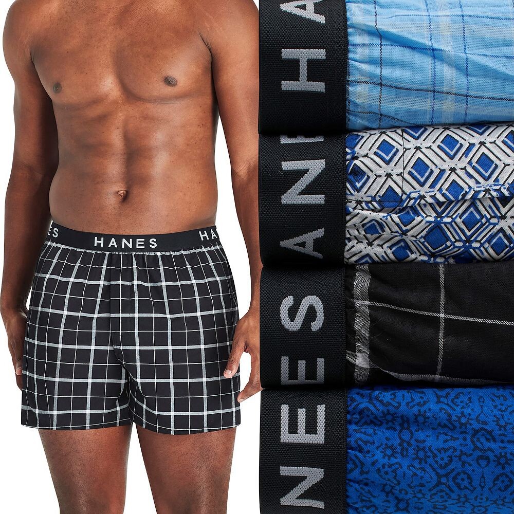 

Big & Tall Hanes Ultimate Cool Comfort - комплект из четырех тканых боксеров, цвет Assorted