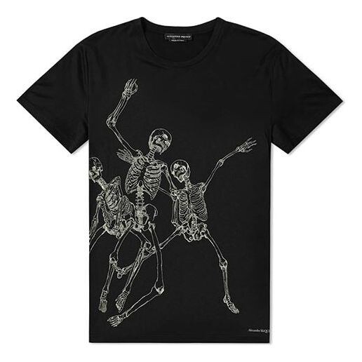 

Футболка cotton skeleton print men's black Alexander Mcqueen, черный