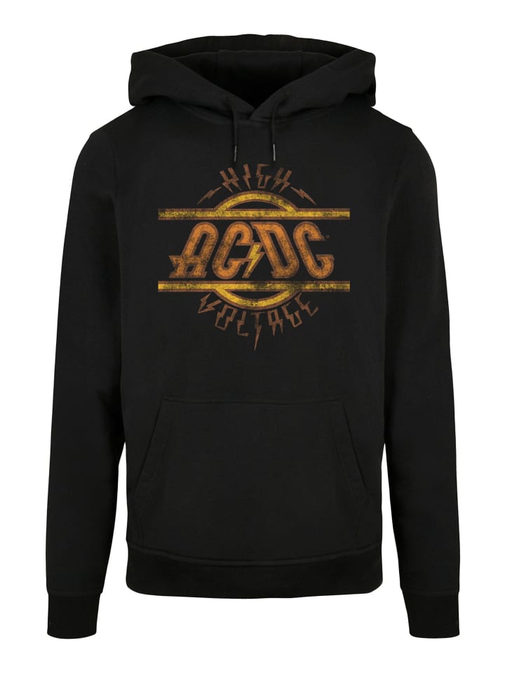 

Пуловер F4NT4STIC Basic ACDC Rock Band Music High Voltage Logo Distressed, черный