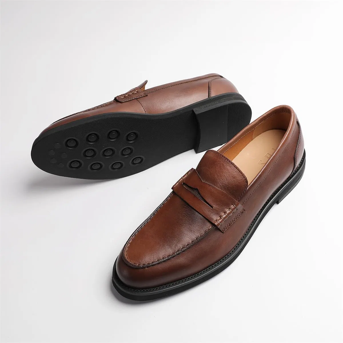 Лоферы кожаные, повседневные, Penny Loafers, коричневый FIAVOM — фото 3