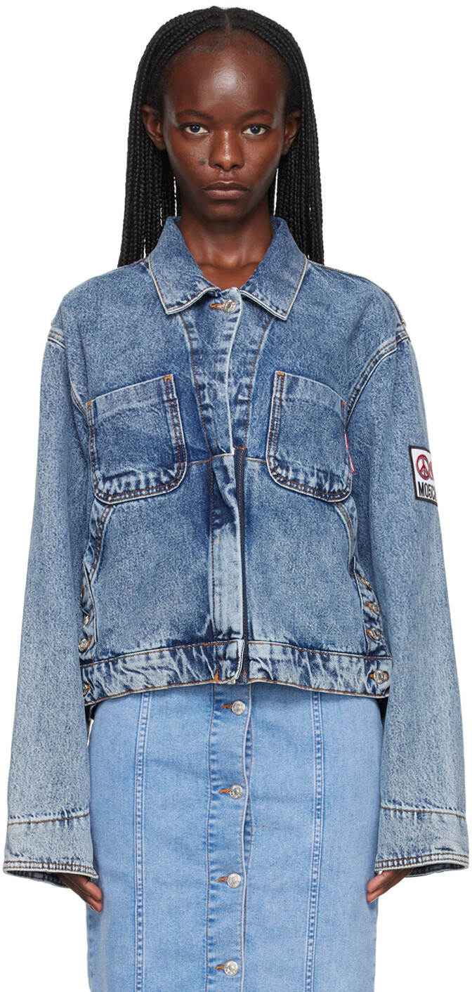 

Синяя джинсовая куртка с вентиляцией Moschino Jeans, Синий, Синяя джинсовая куртка с вентиляцией Moschino Jeans