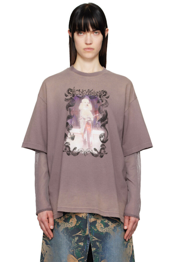 

Футболка с фиолетовым многослойным принтом Acne Studios