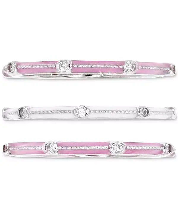 

Набор из 3 колец с кубическим цирконием и эмалью Macy'S, pink