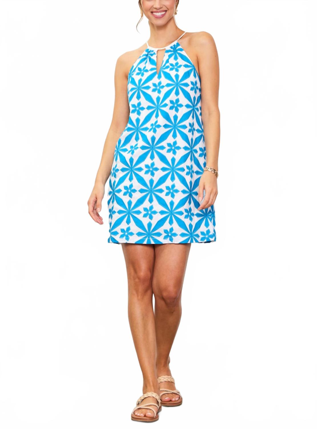 

Бренди Вышитое платье-бюстье в ярком белом и бирюзовом цветах SKIES ARE BLUE