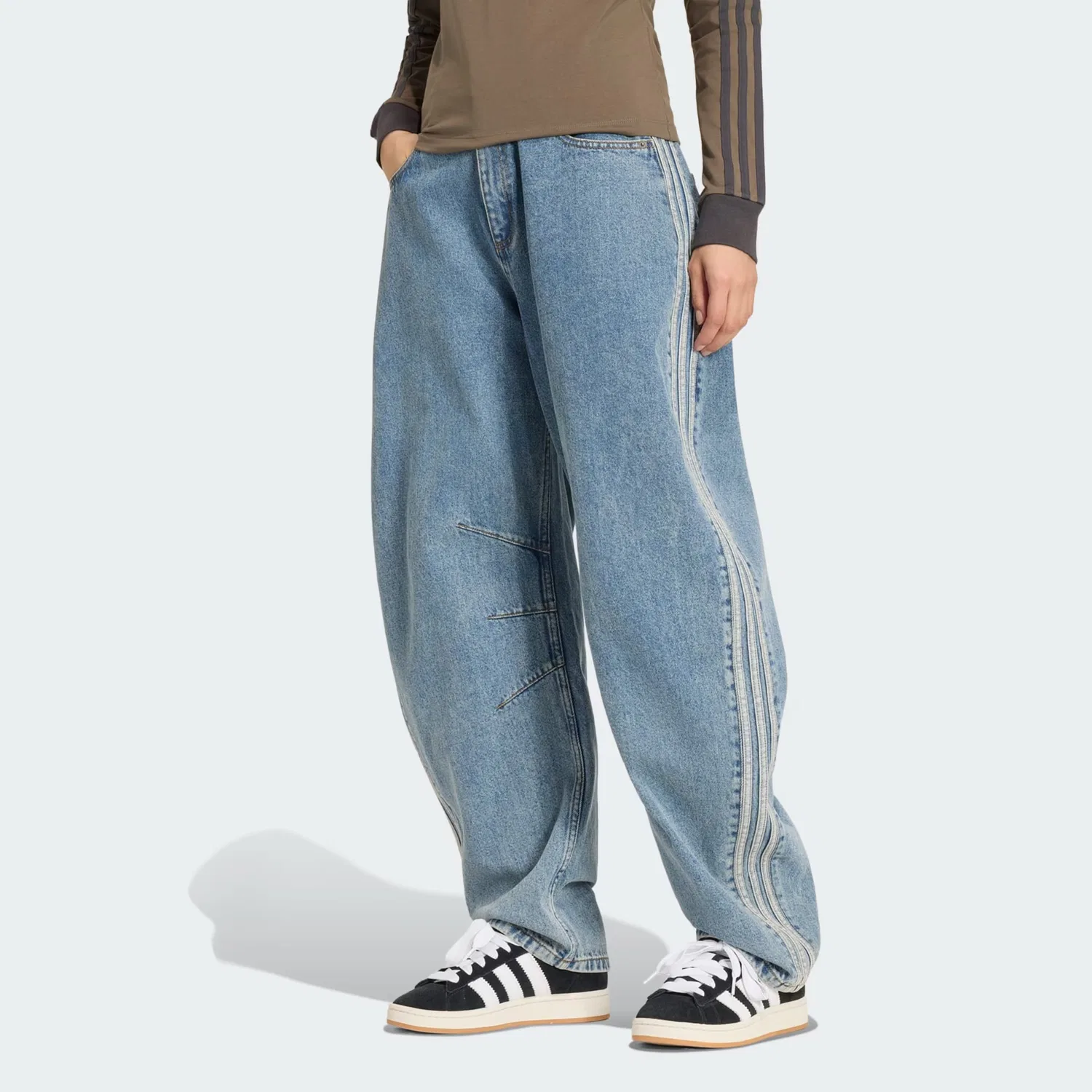 Джинсы Adidas Originals Barrel Jeans синего цвета — фото 2