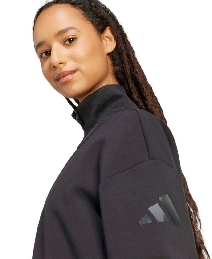 Женская толстовка All Szn Soft Lux с застежкой-молнией до четверти длины Adidas, черный — фото 4