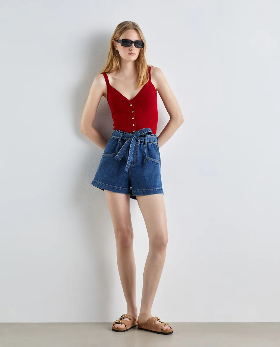 

Женские джинсовые шорты Paperbag Easy Wear, индиго