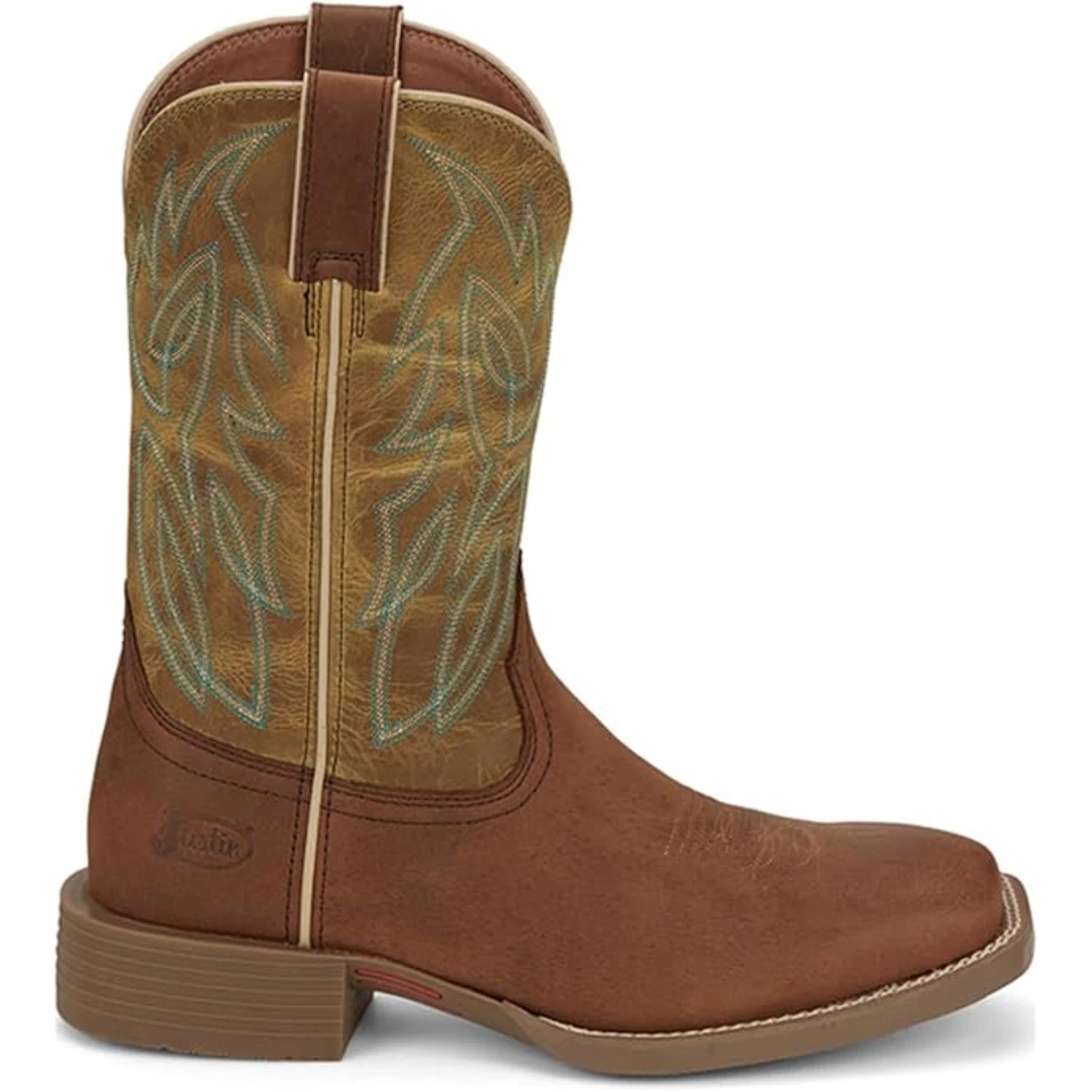 Мужские кожаные ковбойские ботинки Justin Boots Canter, коричневые, с квадратным носком, модель GAL2186 — фото 2