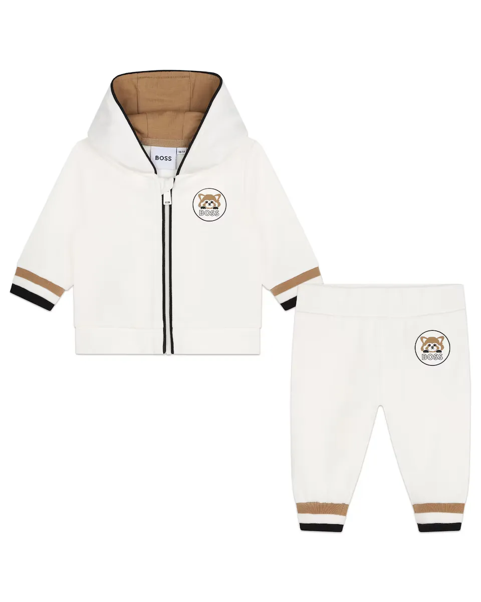 

Детский спортивный костюм с капюшоном белого цвета BOSS Kidswear