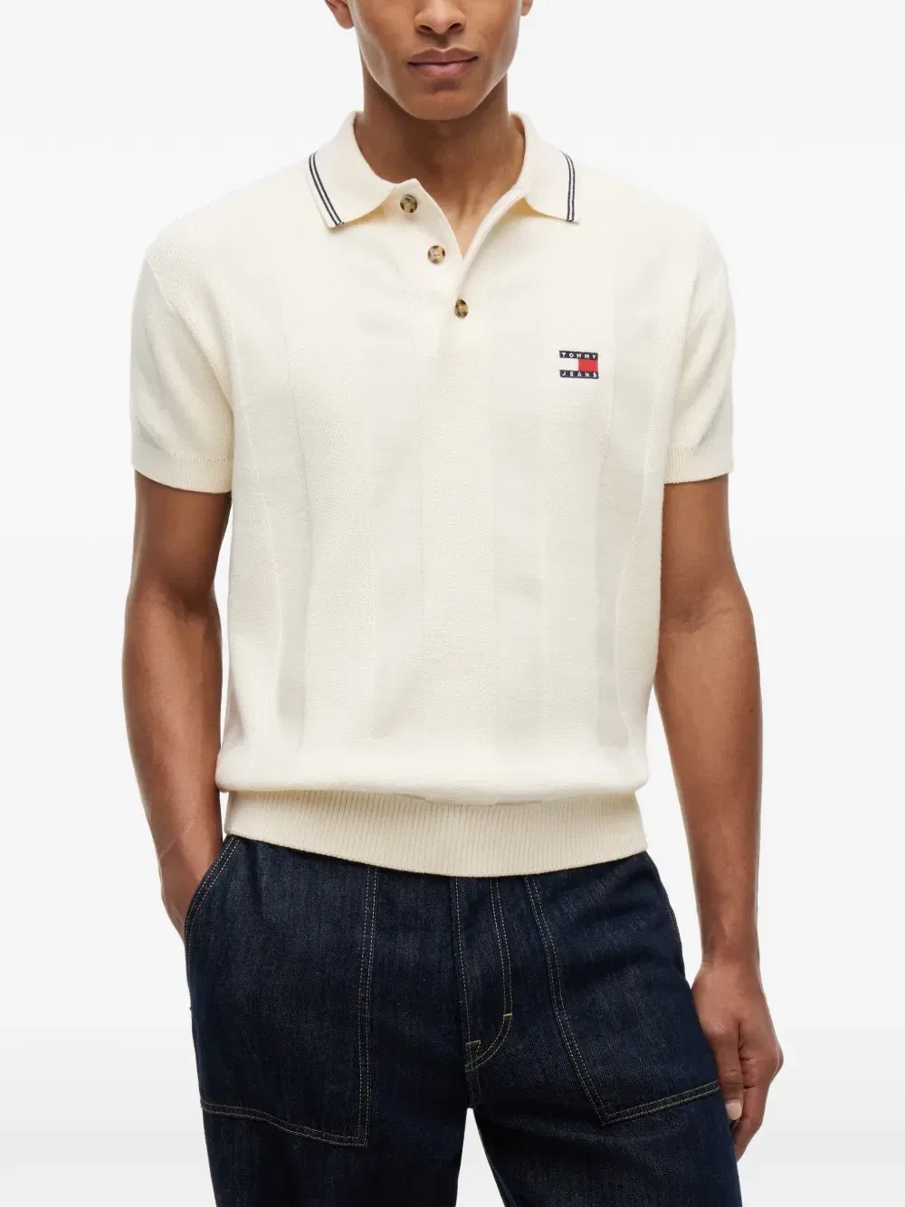 Рубашка-поло с нашивкой-логотипом Tommy Hilfiger, бежевый — фото 3
