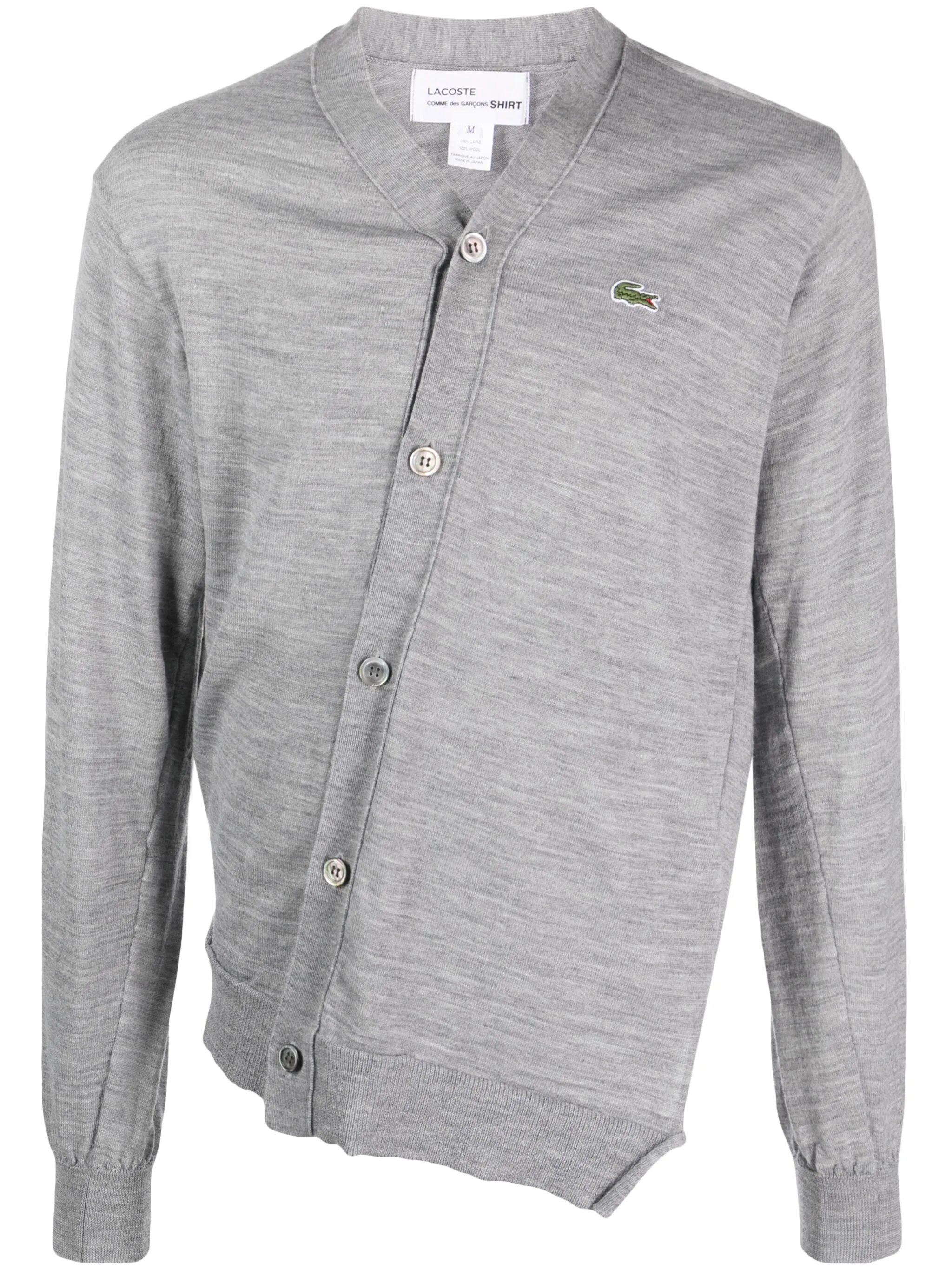 

Асимметричный шерстяной кардиган X Lacoste Comme Des Garçons Shirt, серый