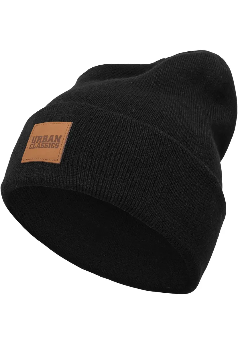 

Шапка URBAN CLASSICS " Urban Classics Unisex Synthetic Leatherpatch Long Beanie" (1 шт.), черный