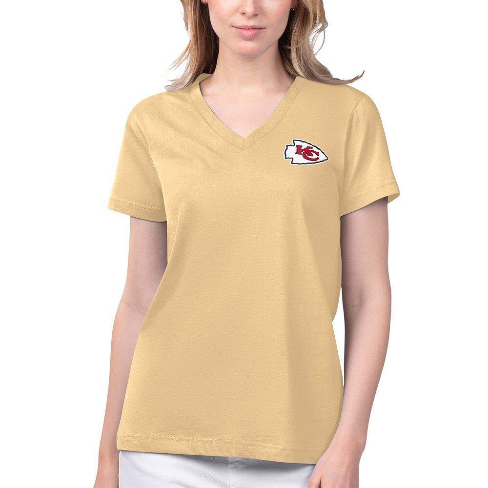 

Женская футболка Margaritaville Gold Kansas City Chiefs Game Time с v-образным вырезом, цвет Chf Gold