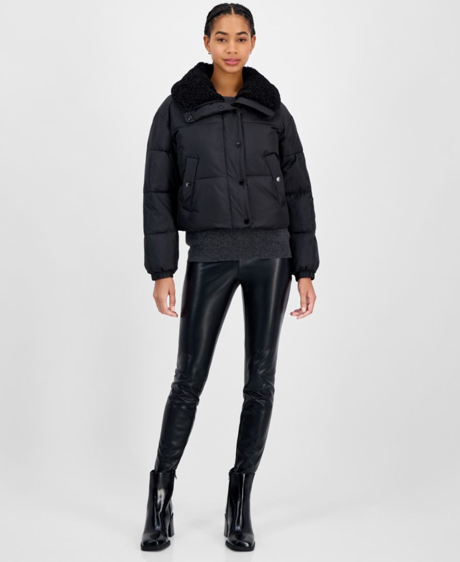 

Женское пуховое пальто с воротником из искусственного меха Michael Kors, Black/Black