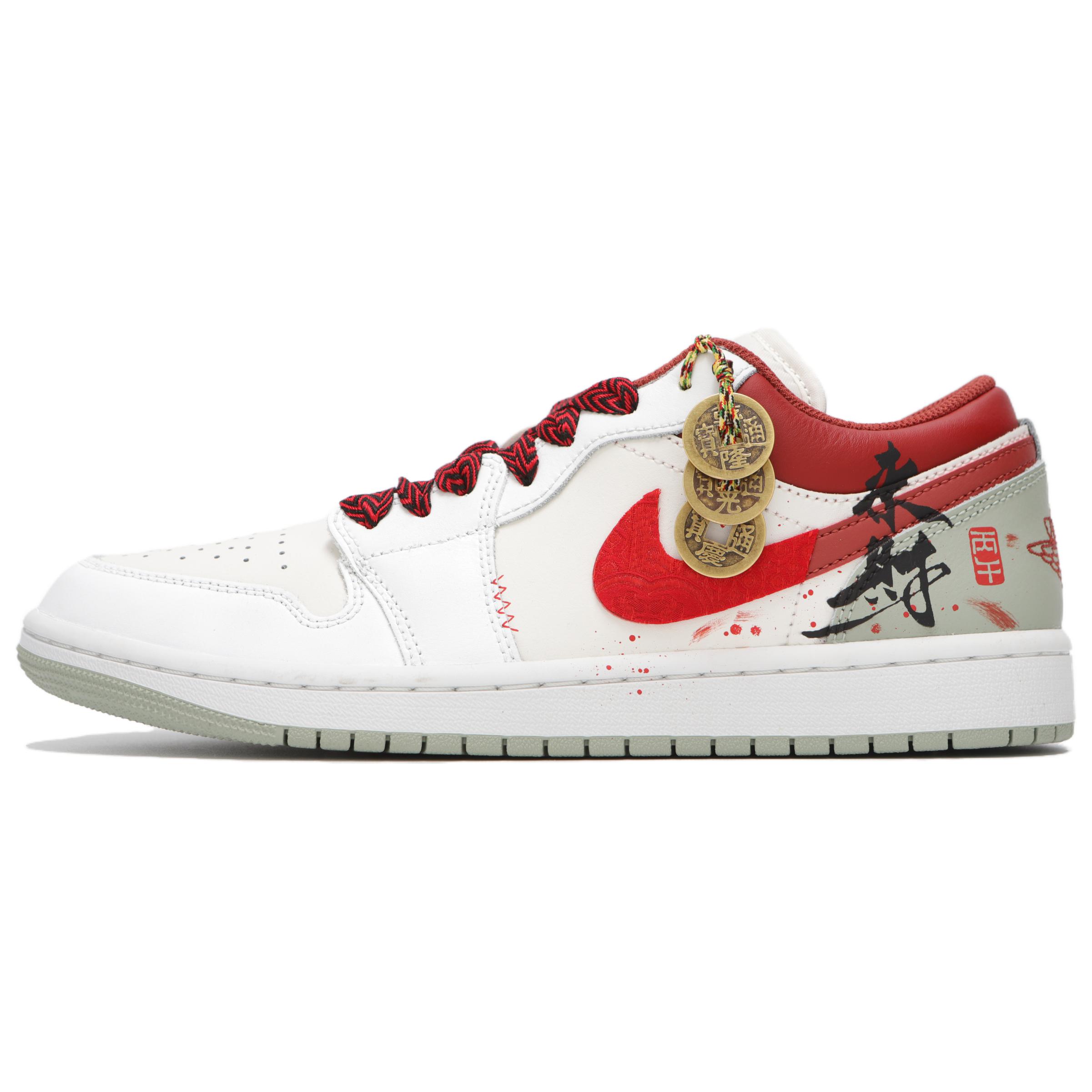 

Jordan Air 1 Абразивостойкие низкие кроссовки в винтажном стиле для мужчин, белые с красным