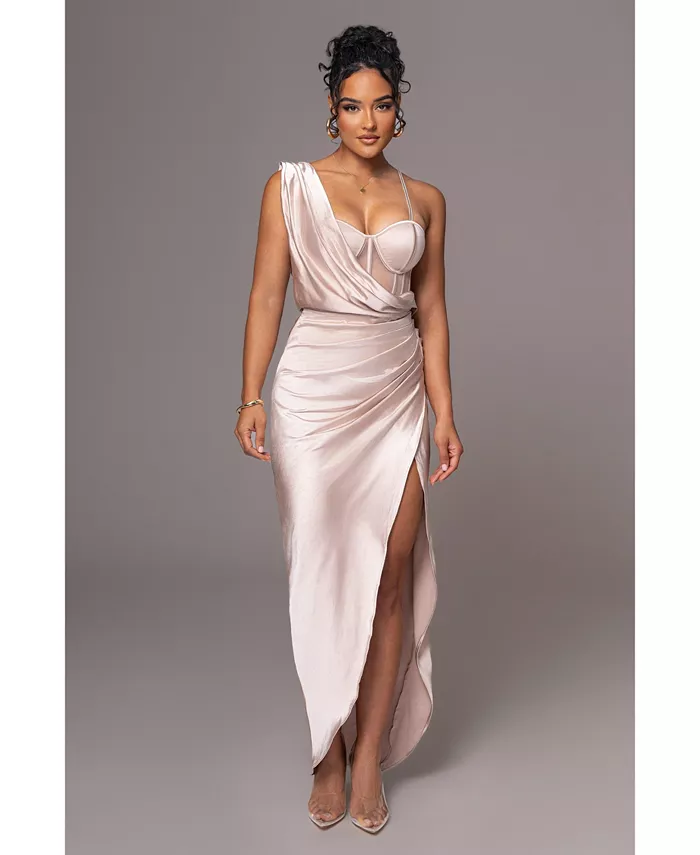 

Женское макси-платье Anastacia Drape JLUXLABEL, коричневый/бежевый