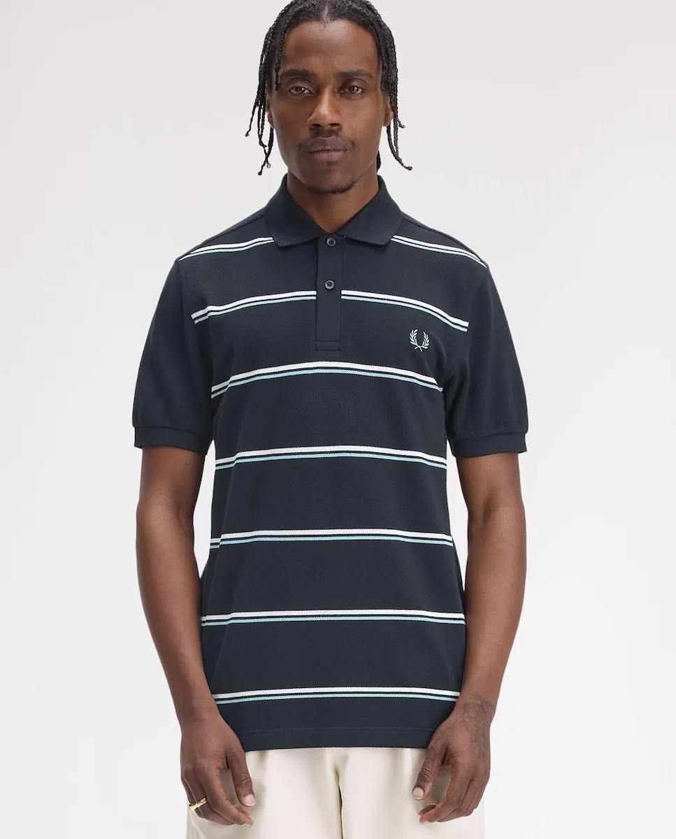 

Мужская поло с коротким рукавом в полоску Fred Perry, темно-синий