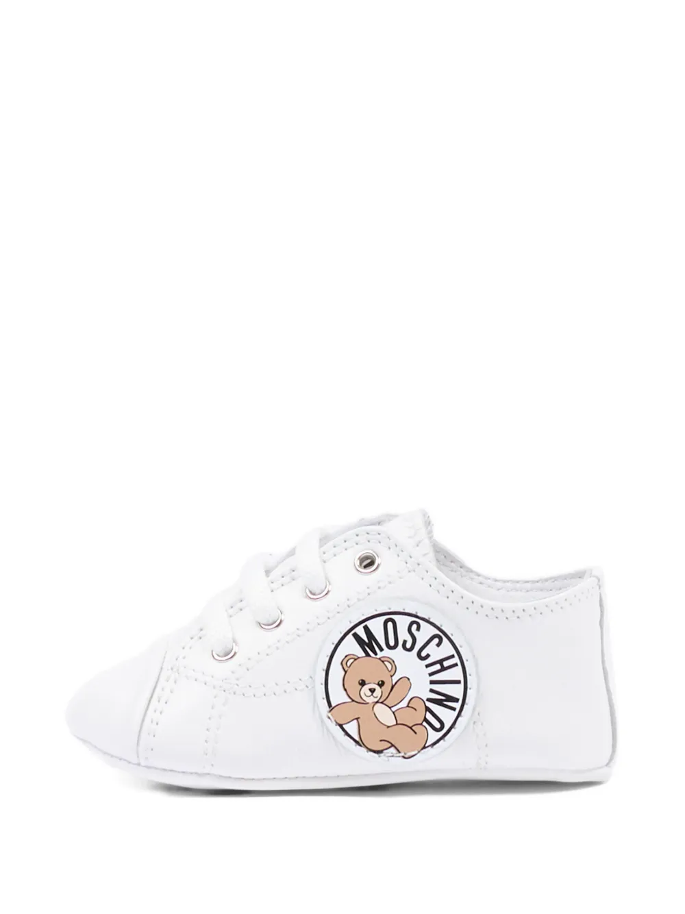 Пинетки с нашивкой-логотипом Moschino Kids, белый — фото 3