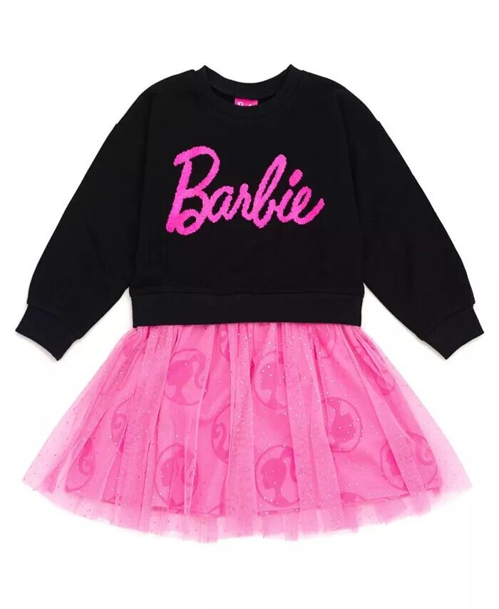 

Платье из французской махровой ткани для девочек Barbie, черный