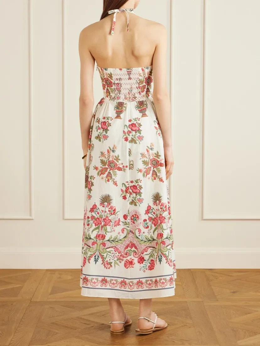 Хлопковое макси-платье Johanna Chintz с цветочным принтом Emporio Sirenuse, красный — фото 3