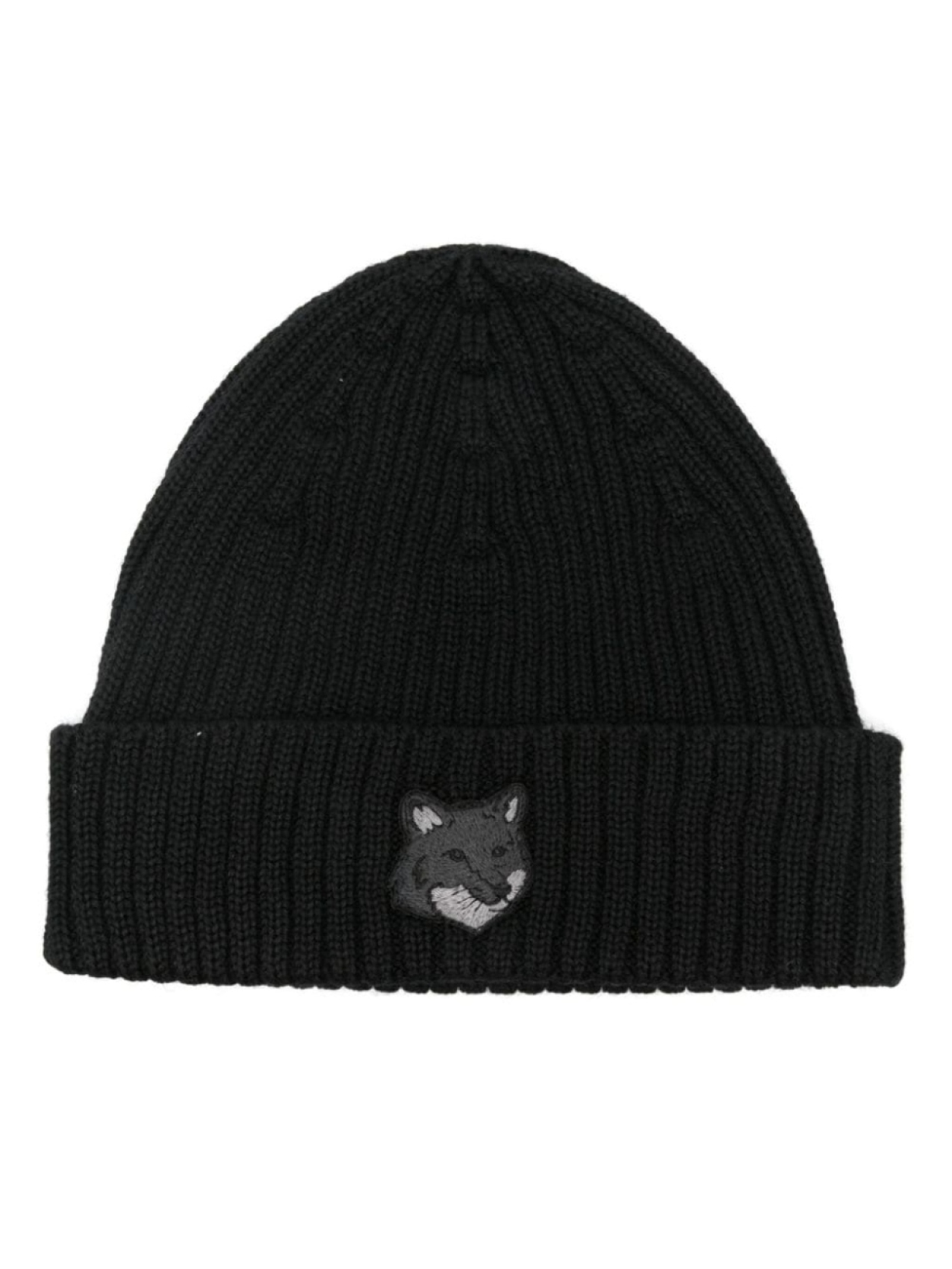 

Maison Kitsuné шапка бини Bold Fox Head в рубчик, черный