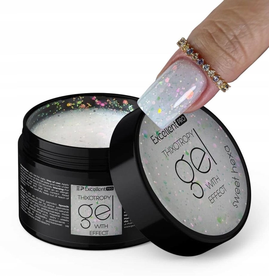 

Excellent Pro Thixotropy Milky Builder Gel с блестками Sweet Hexa 50 г Inna marka