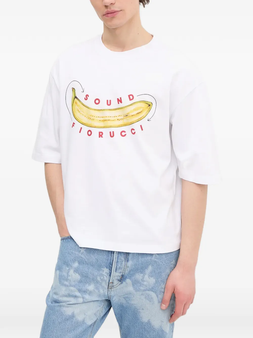 

Футболка с принтом бананов Fiorucci, белый
