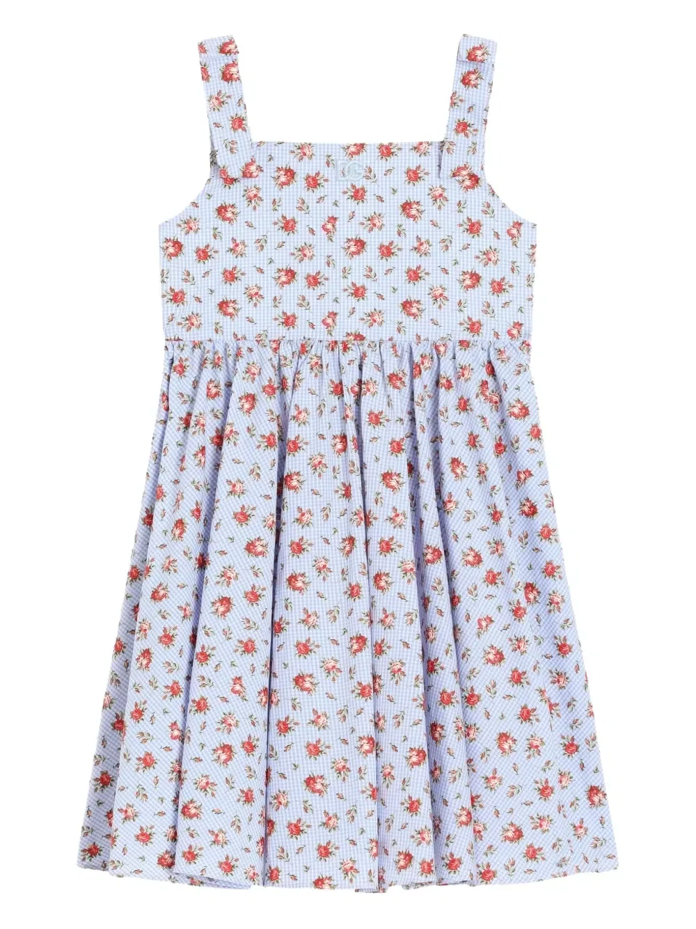 Платье с цветочным принтом и сборками Dolce & Gabbana Kids, синий