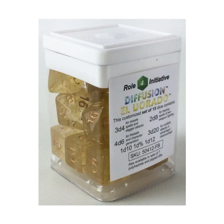 

Многогранные игральные кости — Эльдорадо с золотыми цифрами (15), Game Dice - Diffusion (Role 4 Initiative)