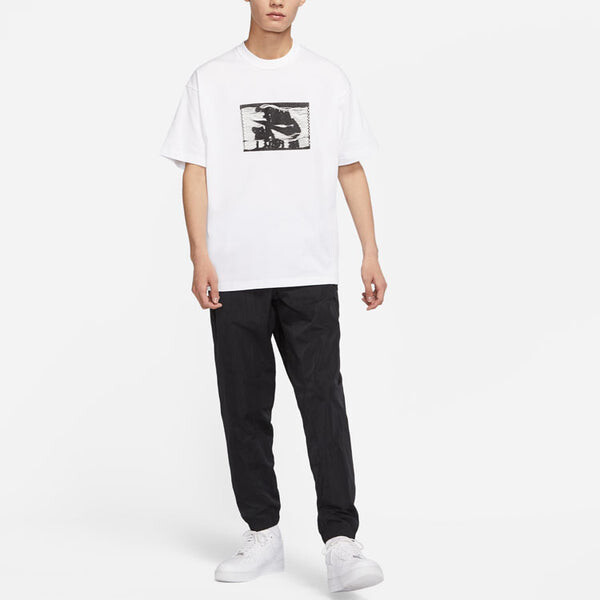 Футболка Men's Nike Alphabet Logo Pattern Printing Round Neck Pullover Short Sleeve White T-Shirt, мультиколор — фото 3