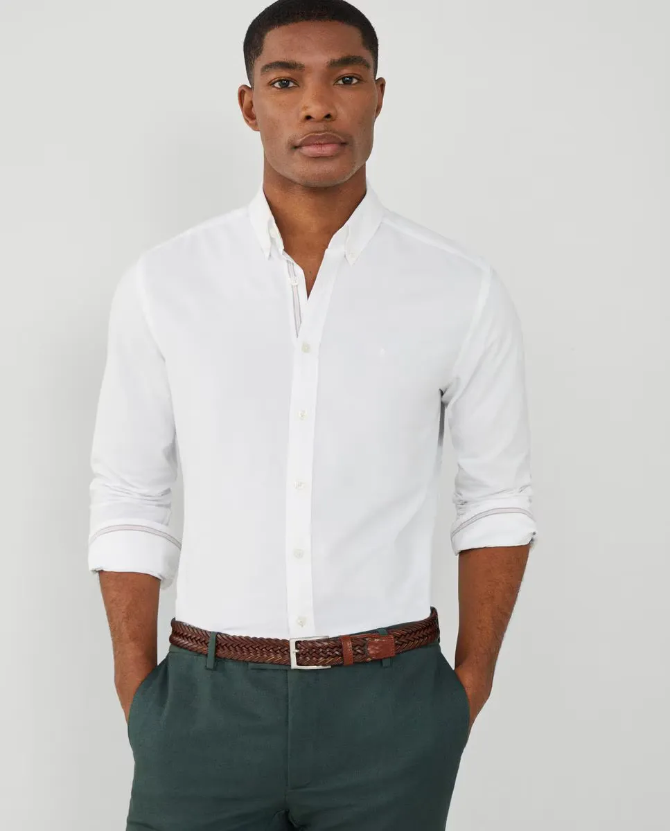 

Однотонная мужская рубашка-оксфорд приталенного кроя Hackett, белый