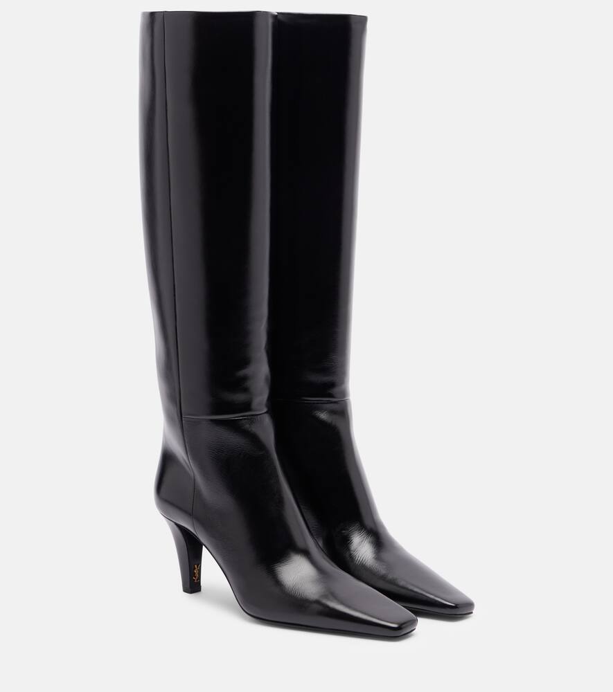 Ботинки Jill 75 до колена из кожи Saint Laurent, Noir