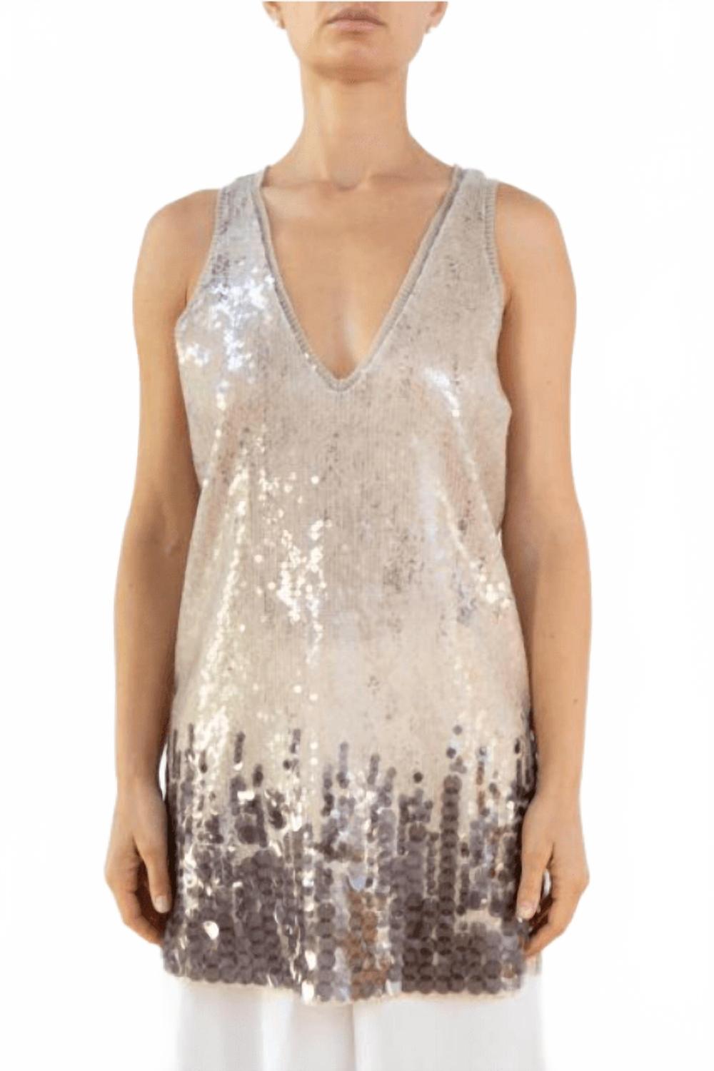 

Серебряная блузка с пайетками без рукавов Aviu
