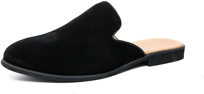 

Мужские кожаные тапочки Senlongbao, бархатные лоферы без задника, модные мюли, сабо с противоскользящей подошвой, шлепанцы для мужчин и женщин, дизайнерские размеры 7-12, черный