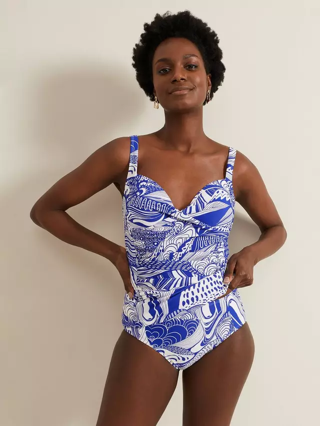 

Пляжный топ Phase Eight Shell Print Tankini, синий