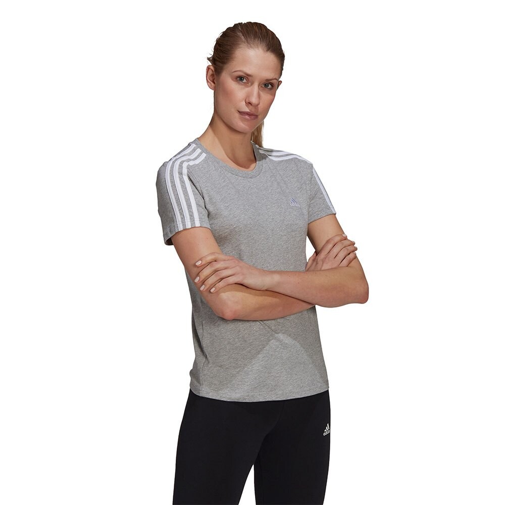 Футболка adidas Sportswear Essentials Slim 3 Stripes, серый — фото 3