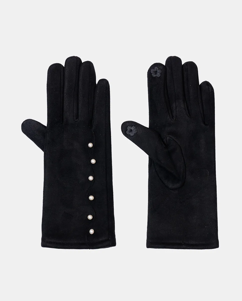 

Перчатки из замши с жемчугом Santacana, черный