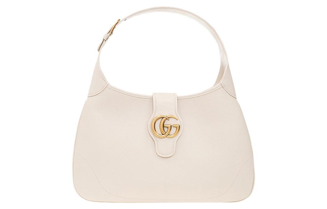 

GUCCI Сумка-полумесяц Aphrodite Leather, сумка-хобо через плечо, женская, белого цвета, среднего размера