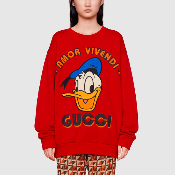 Толстовка Gucci x Disney Donald Duck Printed Cotton Sweatshirt, Красный — фото 3