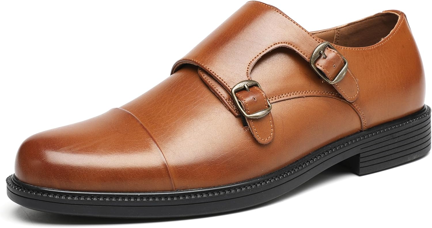 

Мужские лоферы DECARSDZ с двумя пряжками без шнурков, удобная деловая и повседневная обувь для мужчин, коричневый