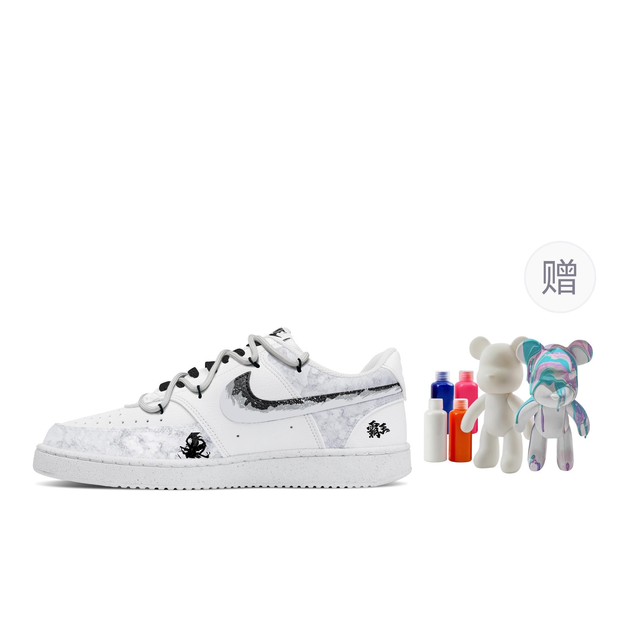 

Nike Кроссовки Air Force 1 Bowser, Fluid Bear, износостойкие, низкие, для скейтбординга, белые, мужские