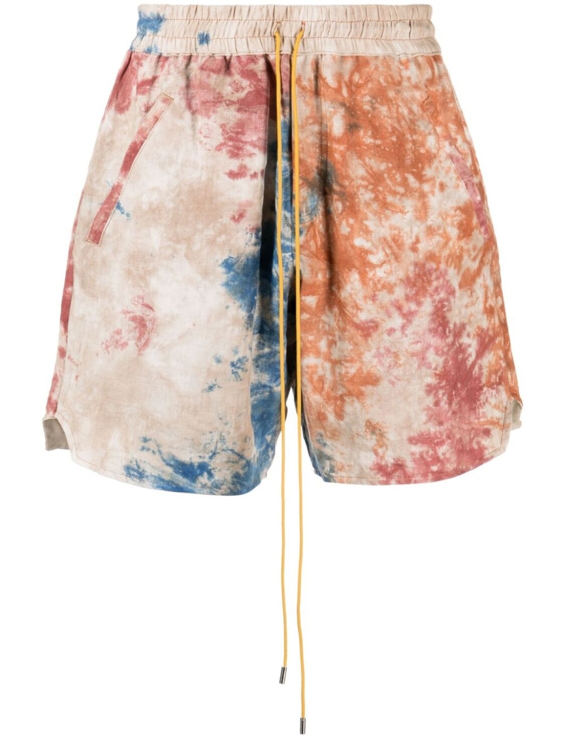 

RHUDE льняные шорты с кулиской и принтом тай-дай, серый
